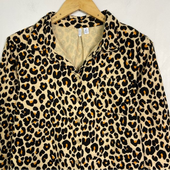 NEW Nordstrom Leopard Print Cotton Flannel Pajama Dress Nightshirt Size Medium - Picture 4 of 14